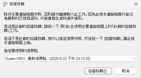 圖14 容錯移轉設定。
