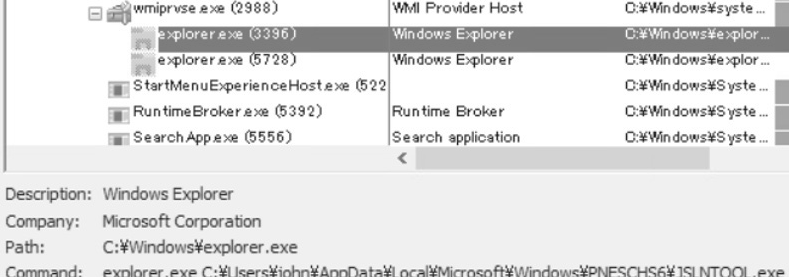 圖3 ROAMINGMOUSE會經由WMI啟動explorer.exe(檔案總管)並傳入正常的EXE作為參數。