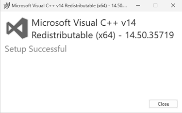圖9 安裝Python之前,必須先安裝最新版本Visual C++ Redistributable(x64)。