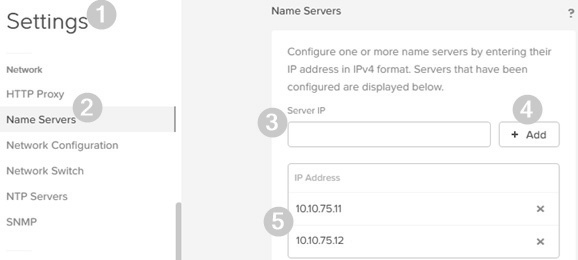圖2 組態設定Nutanix叢集DNS名稱解析伺服器。