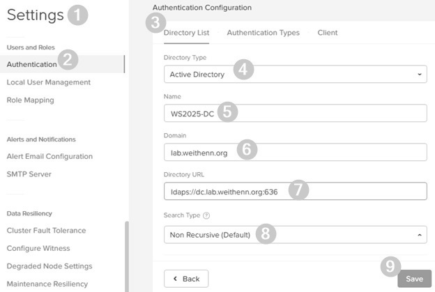圖4 組態設定Nutanix叢集LDAP身分認證和目錄服務資訊。
