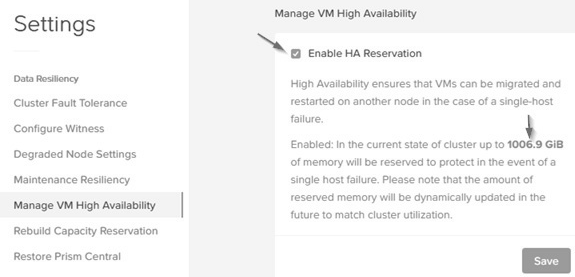 圖11 為Nutanix叢集啟用HA高可用性機制。