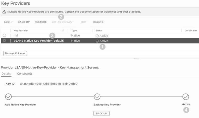 圖11 組態設定vSAN9-Native-Key-Provider為預設的加密金鑰提供者。