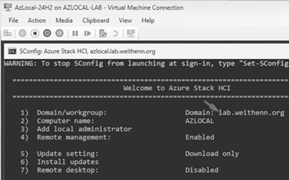 圖10 為Azure Local主機進行基礎設定並加入lab.weithenn.org網域環境。