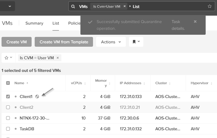 圖8 為Client1虛擬主機套用Strict徹底隔離模式。