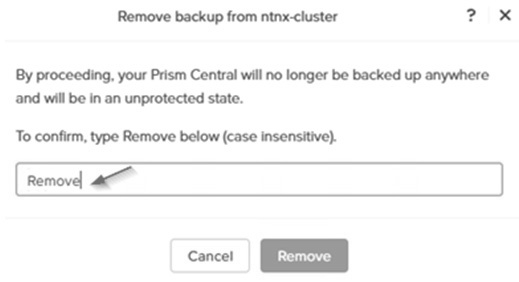圖16 中斷並移除指定目的地Nutanix超融合叢集備份同步作業。