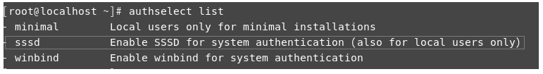 圖6 使用「authselect list」指令確定預設配置檔。