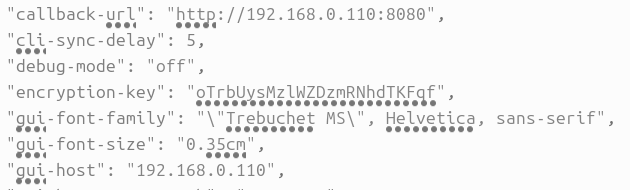 圖15 更改伺服器配置、callback-url、gui-host以及encryption-key參數。