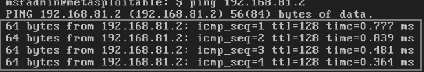 圖8 讓Meta靶機與192.168.81.2連線。